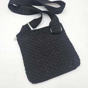Old Navy Black Crochet Crossbody Bag Festival Y2K Boho Whimsygoth Minimalist 90s